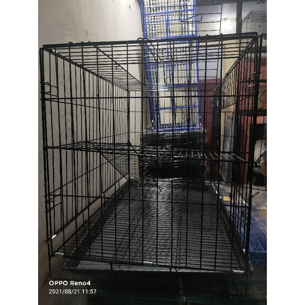 KANDANG KUCING ANJING KELINCI MUSANG BESI LIPAT TINGKAT 1 UKURAN 60X45X55 Size L-3