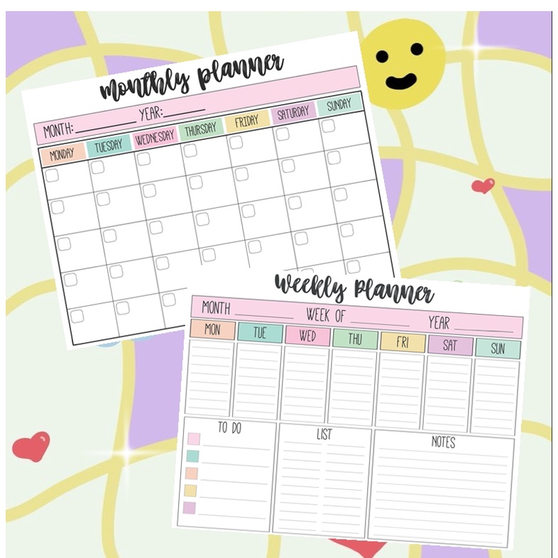 

Monthly planner / Weekly Planner Lose Leaf