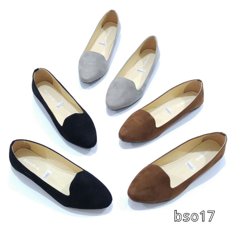 Borneo Sepatu Flat Flatshoes Bahan Kain Beludru by Xavyera bso17