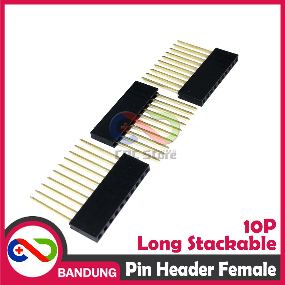 PIN HEADER FEMALE 10 10P 10MM LONG STACKABLE FOR ARDUINO UNO