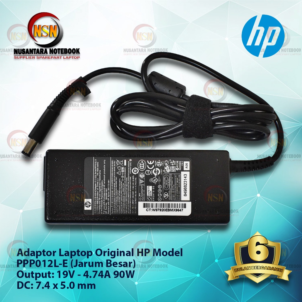 Adaptor Charger Original HP 19V - 4.74A 90W DC 7.4*5.0mm (Jarum Besar)