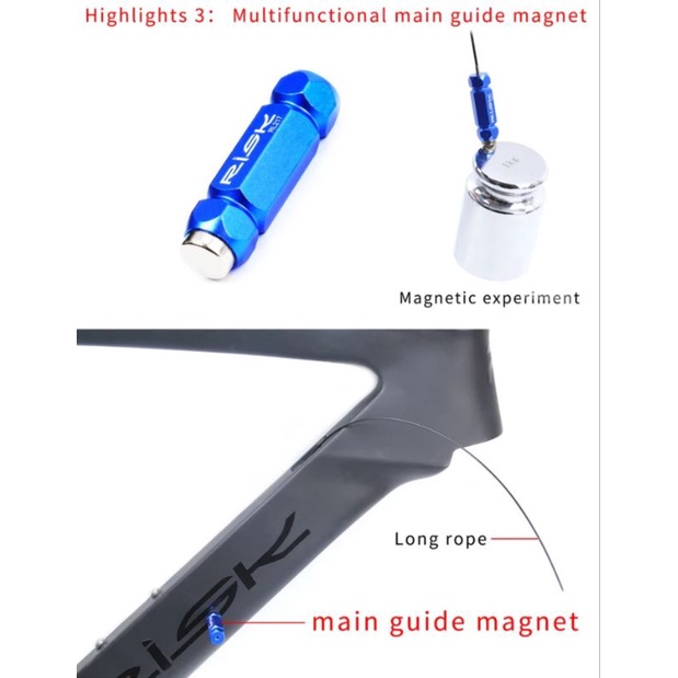 Risk Internal Cable Routing Tool Magnetic Alat Pasang Jalur Kabel Dalam Frame Sepeda