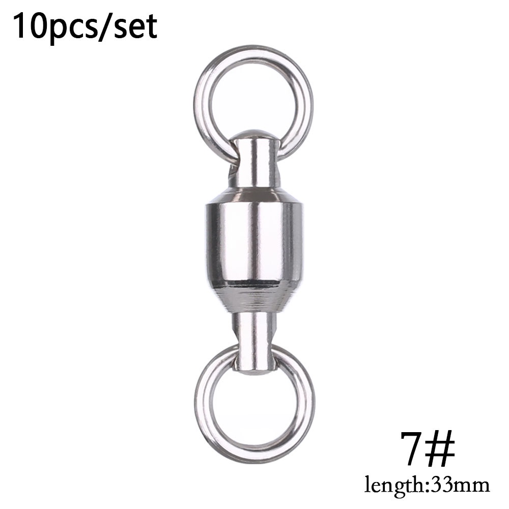 STAR 10PCS New Heavy Duty Ball  High Quality Solid Ring  Fishing Rolling Swivel Connector Stainless Steel Size 0# to 10# Durable high strength Bearing Barrel-7