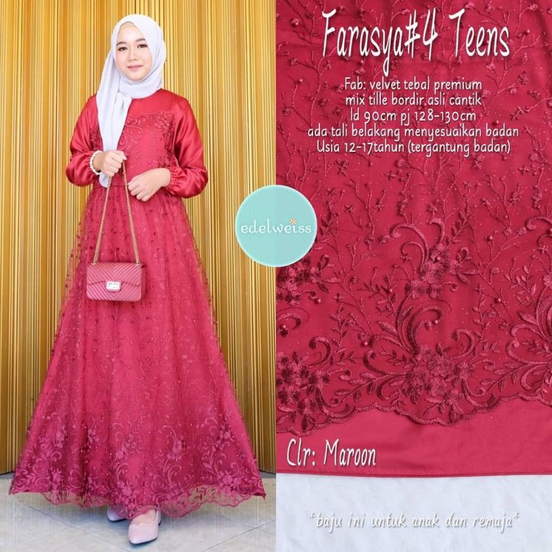 Farasya Dress Teen #4 Gamis Brukat Tile Remaja LD 90 Gamis Pesta Anak Remaja Gamis Brukat Tile Pakai Tali Gamis Anak Perempuan Cantik Gamis Kecil Dress Brukat Anak anak Gamis Kondangan Dress Muslimah Dress Muslim Gaun Pesta