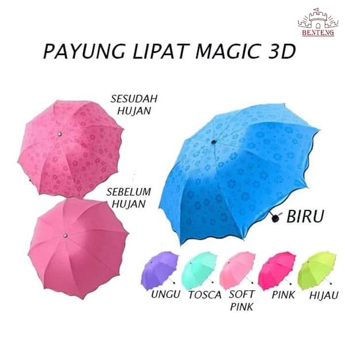 Payung Lipat 3D Anti UV Magic Umbrella Lapisan 3D Kuat Dan Kokoh