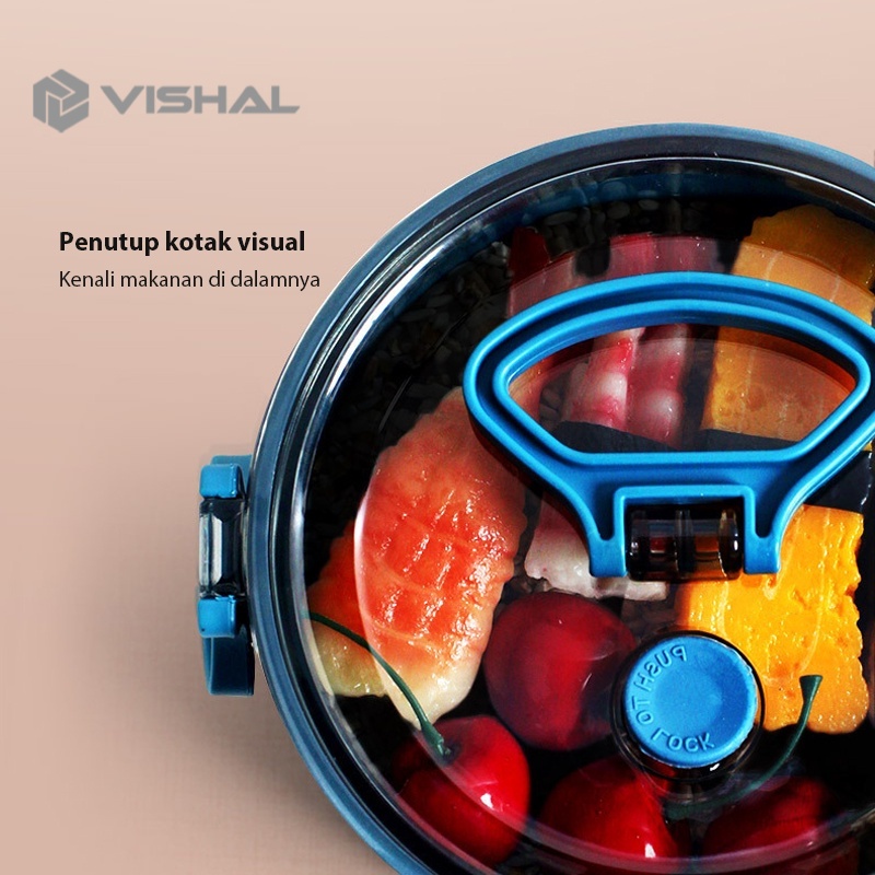 VISHAL 2 lapis lunch box anti bocor kotak makan free sendok anti percikan tempat bekal VS-80