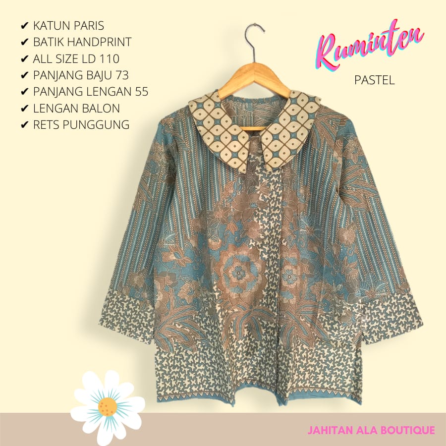 Blus ruminten pastel batik solo atasan kerja