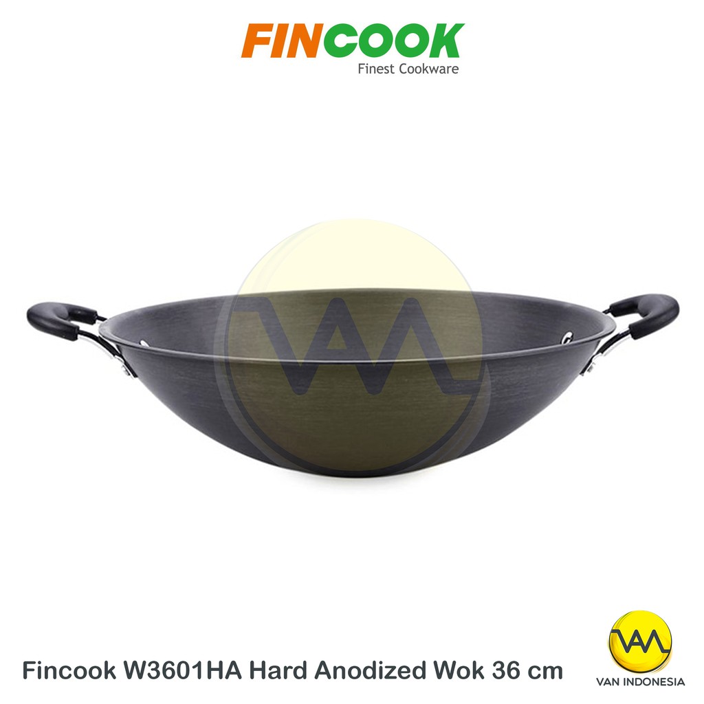 Fincook Hard Anodized Wok 36cm W3601HA / Wajan Penggorengan