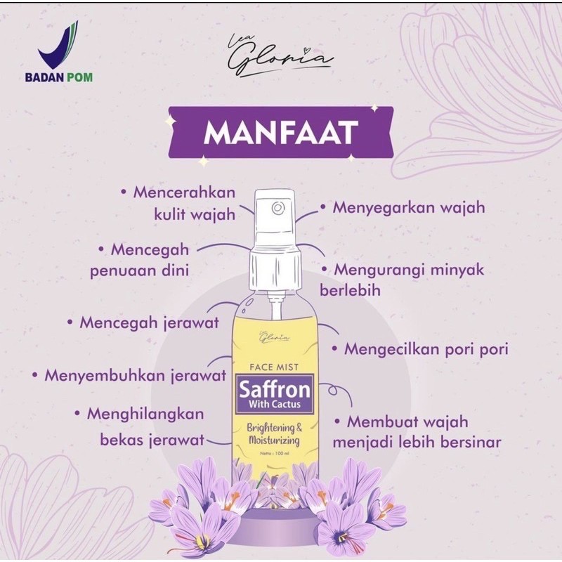 BACA DESKRIPSI lea gloria saffron with cactus face mist new formula 100ml