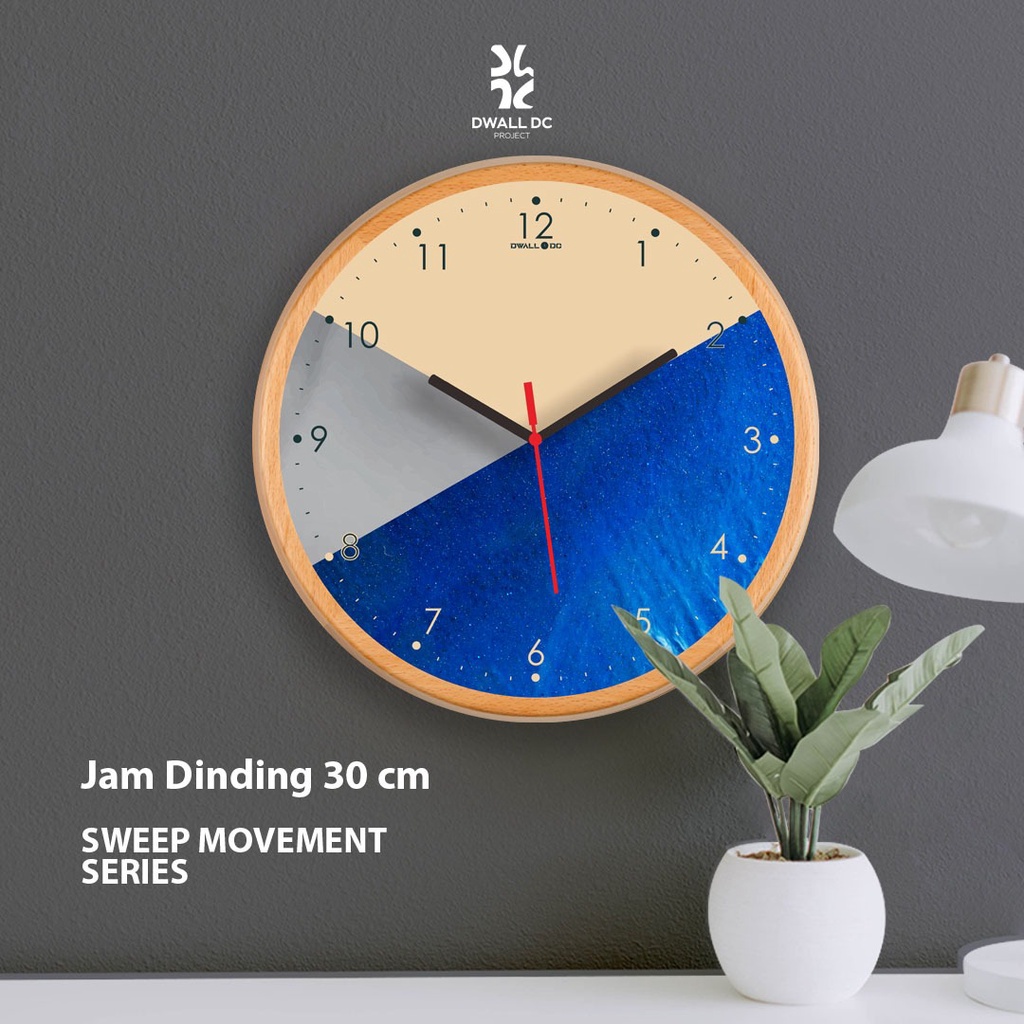 [ SWEEP MOVEMENT SERIES ] - Jam Dinding Minimalis - TRICLR BLUE CERAMIC | AESTHETIC ART MINIMALIS | HIASAN DEKORASI |- by SelembarKayoe