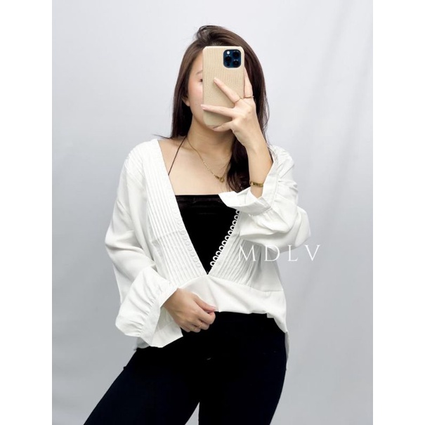 MDLV ~ 7792# Richysta Buttoned Blouse Atasan Blouse Lengan Panjang Fashion Import