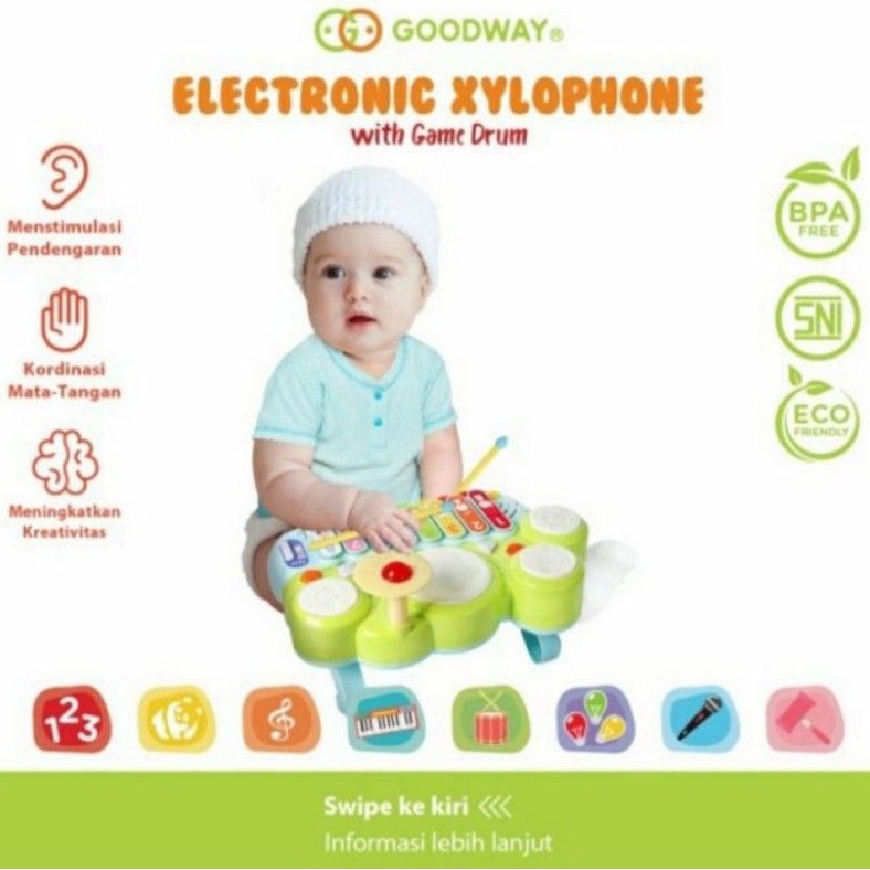 GOODWAY Electric Xylophone with Drums Mainan Musik Bayi Baby Drums