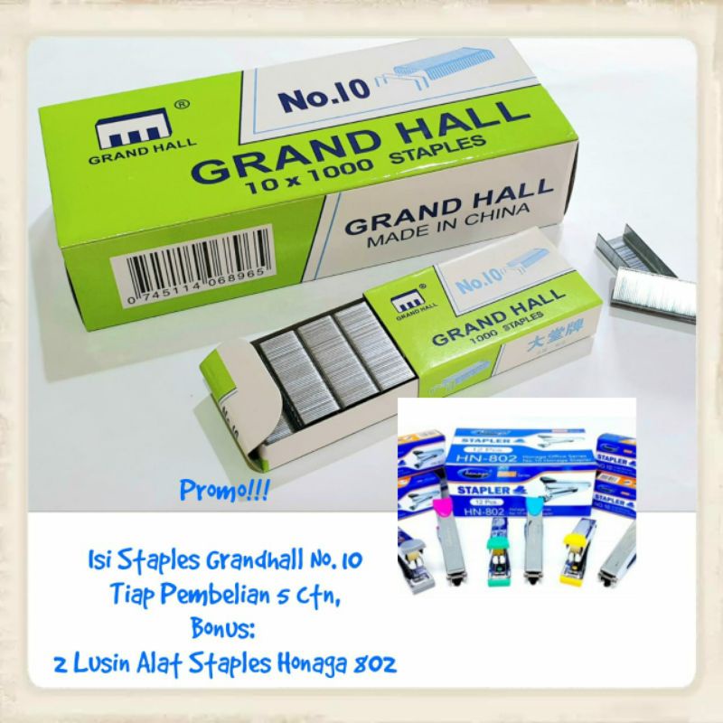 

Isi staples kecil No.10 merk GRAND HALL/isi steples stapler kecil Harga perpack (10 kotak kecil)