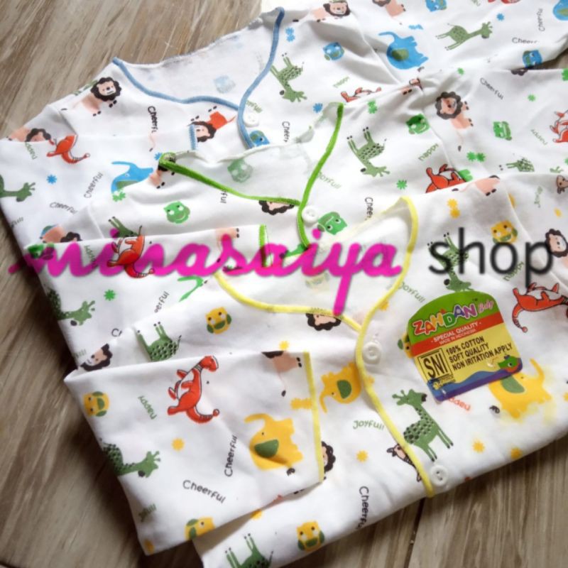 ZAHDAN 3 pcs Baju Bayi Baru Lahir SNI Newborn Lengan Panjang Kancing Depan