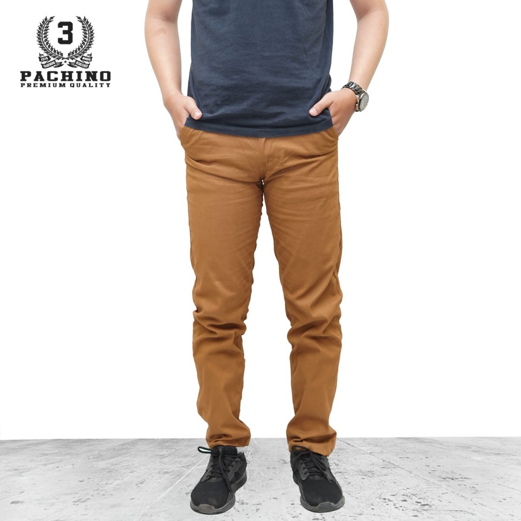 Celana Chino Panjang Putih dan Gold Celana Chinos Katun Twill Premium Melar/Ngaret