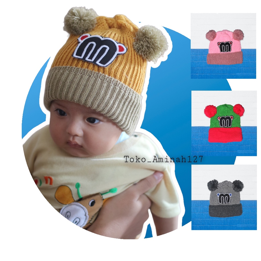 RAJUT BAYI MODEL HURUF M BORDIR NAMA ATAU POLOSAN / TOPI RAJUT BAYI MURAH BISA REQUEST NAMA / RAJUT 