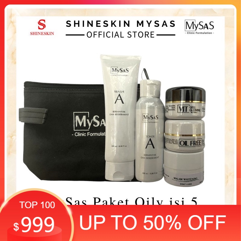 ready stok MySAS PAKET OILY WHITENING GLOW ISI 5 original