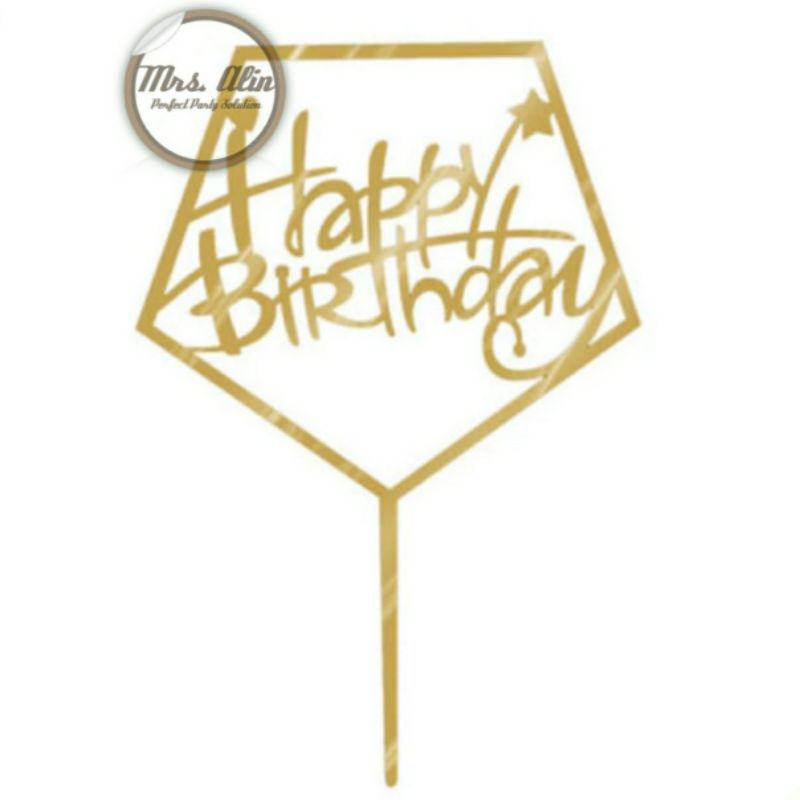 Topper Cake 1 / Topper Cake Happy Birthday / Cake Topper Acrylic / Hiasan Kue Ulang Tahun