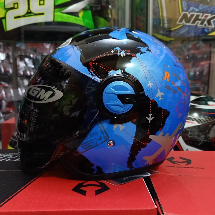 Helm BOGO retro GM VILASCO visa stanp Biru