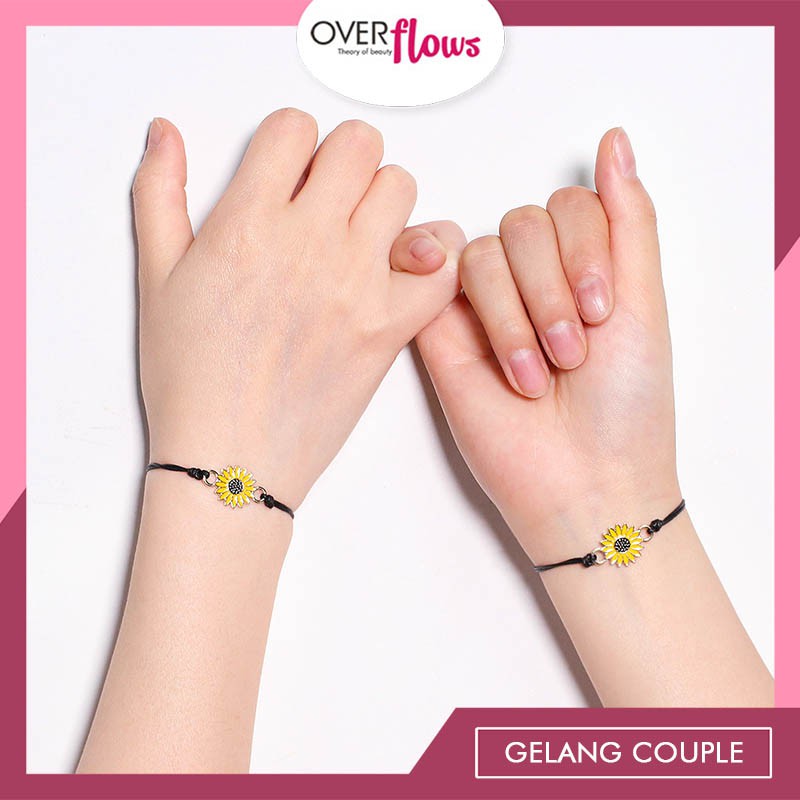 OVERFLOWS.ID Gelang Tali Couple Persahabatan Untuk Pasangan Bunga Matahari Bintang Bralet Sun Flower