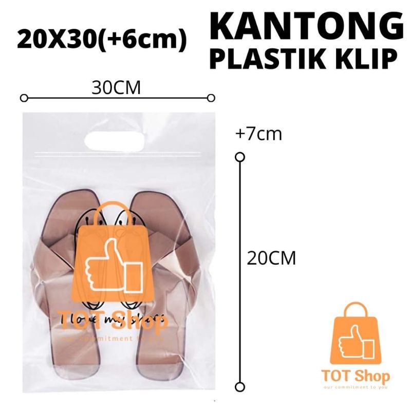 Plastik KLIP HANDLE Plong Lubang | Plastic Bening Transparan Baju Sepatu Distro Laundry | Wadah Clip Sandal Kresek Bolong