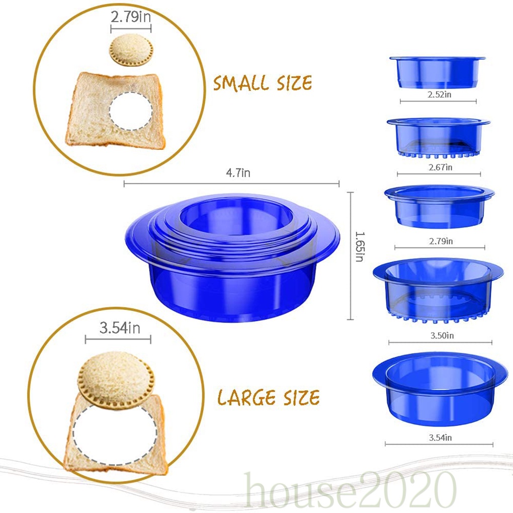[HOUSE2020]5pcs/set Sandwich Sealers DIY Round Bread Maker Molds Plastic Lunchbox Kitchen Baking Moulds