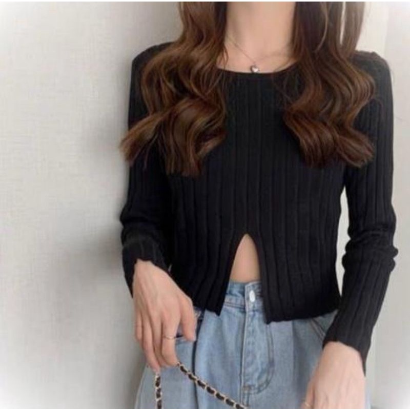 MDLV ~ BAJU RAJUT ELLITA ATASAN LENGAN PANJANG RAJUT CEWEK FASHION WANITA