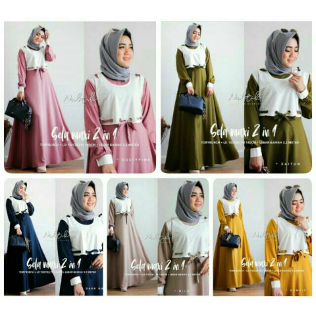 Marsela dress/gamis maxi longdress kombi murah/fashion kekinian wanita hijabers/dress remaja muslim