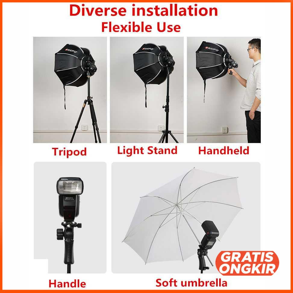 Payung Studio Octagonal Softbox Reflektor Flash 65CM - KS65