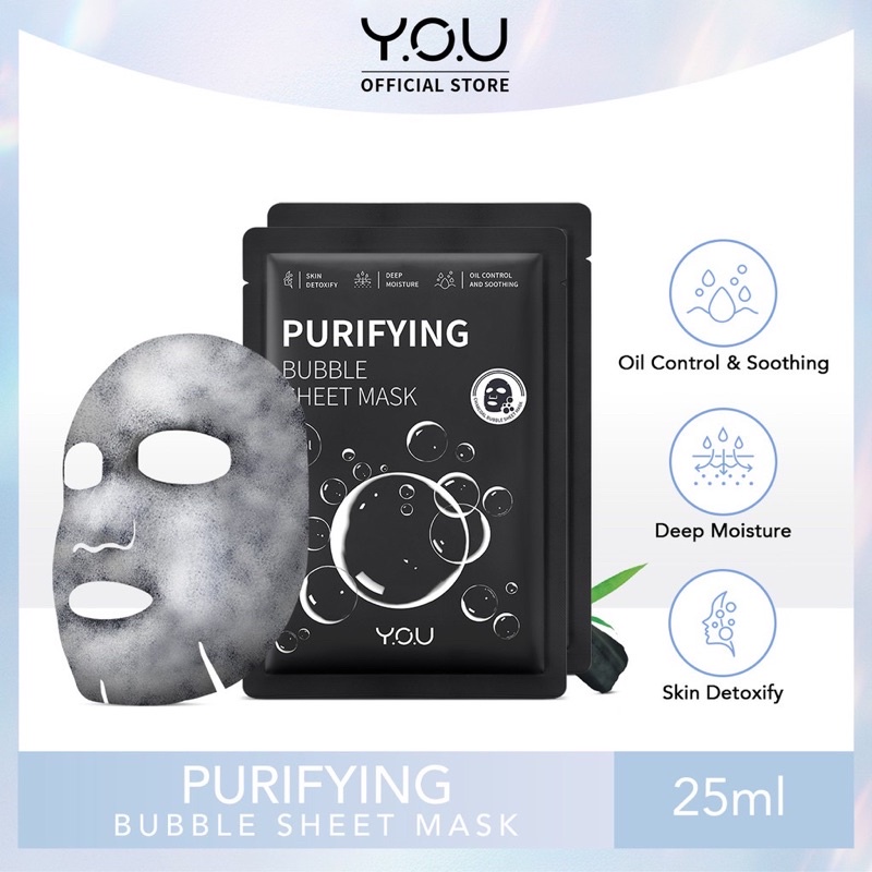 Y.O.U PURIFYING BUBBLE SHEET MASK / BUBBLE DETOX / MASKER WAJAH / MOISTURIZER &amp; OIL CONTROL