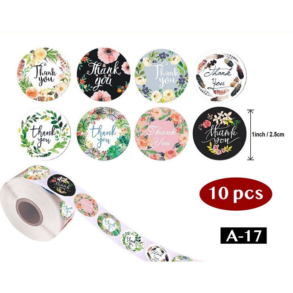 AliMaMa - STIKER THANK YOU 10 PCS - Sticker Terima Kasih Segel Olshop Online Shop Packaging Packing Souvenir Suvenir Import Murah Medan-A-17