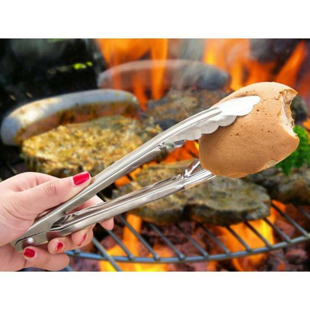 [17cm] Penjepit makanan/capitan makanan sayur gorengan/tongs stainless steel anti karat