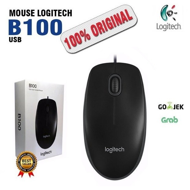 Mouse USB B 100 Corded Wire Kabel Optical Mouse Logitech B100 ORIGINAL