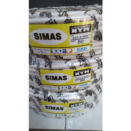 KABEL NYM 3X2.5 SIMAS 50M SNI KABEL LIDI KABEL 3 X 2.5 BATANG KABEL TUNGGAL ISI 3 MERK SIMAS PANJANG