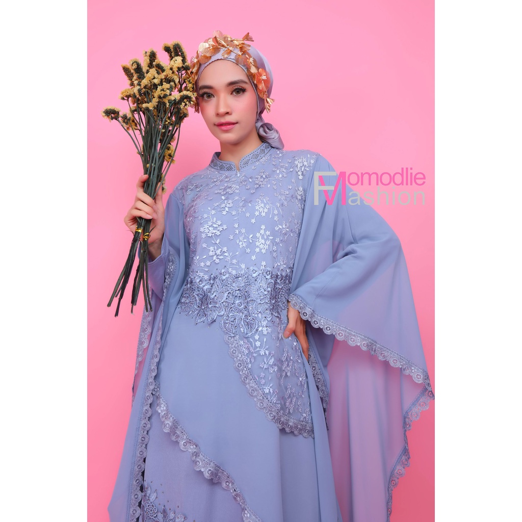 YUMNA DRESS ABU by MOMODLIE, Gamis Muslim Terlaris, Baju Gamis Brukat, Gamis Brukat Premium, Gamis B