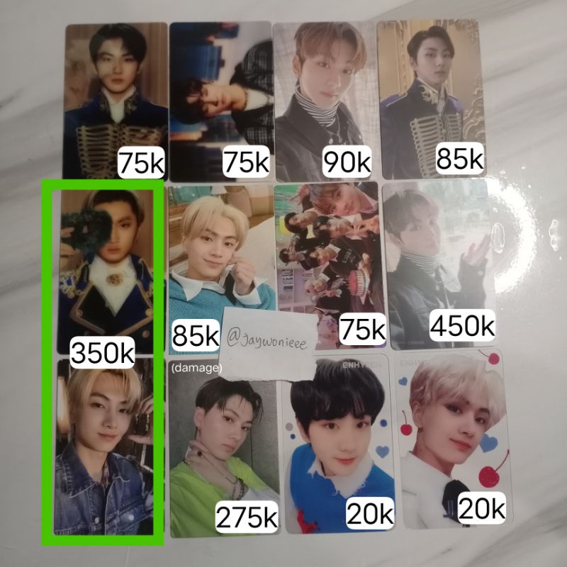 Photocard Enhypen Jay Jungwon POB weverse wv BDO jp Bene Fever Lenti Up Hype Down selca konsep