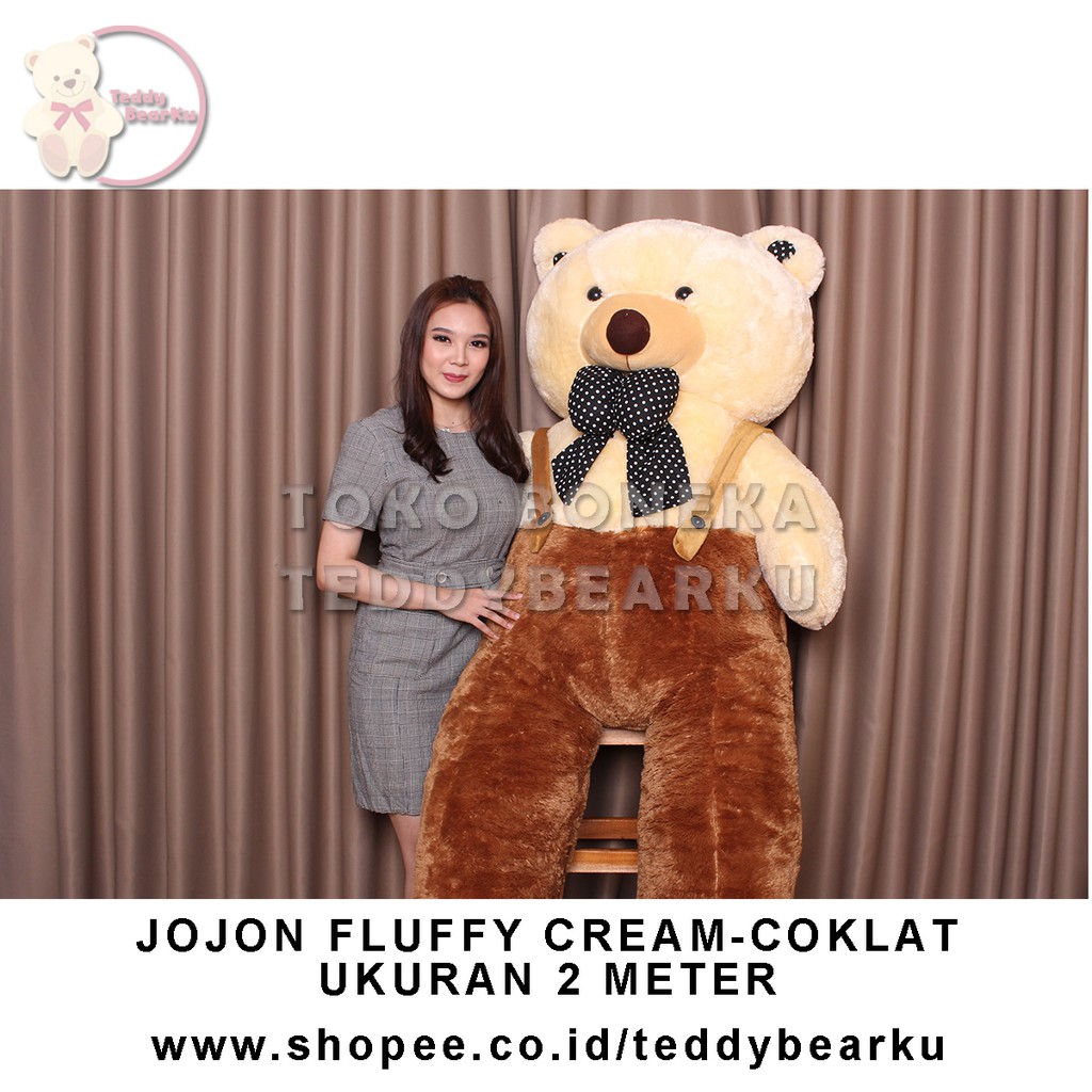 TEDDY BEAR SUPER SUPER JUMBO 2 METER FLUFFY JOJON PREMIUM CREAM - COKLAT