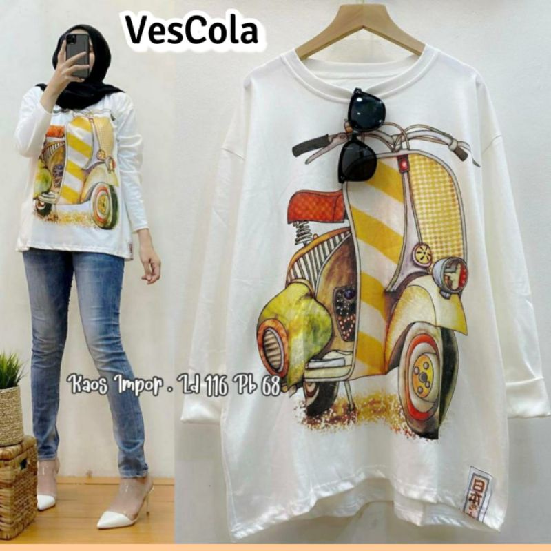 Vescola Kaos lengan Panjang Tebal / vespa / blouse / jumbo