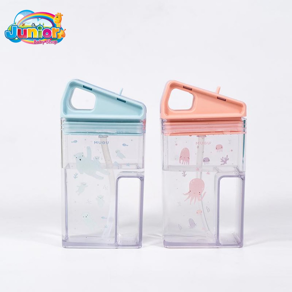 Mugu Square Straw Bottle With Handle 240ml