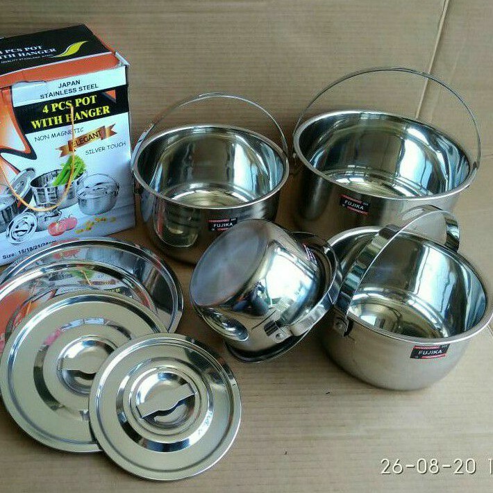 Panci Stockpot Fujika 4 Set Stainless Premium 15/18/21/24 Tebal