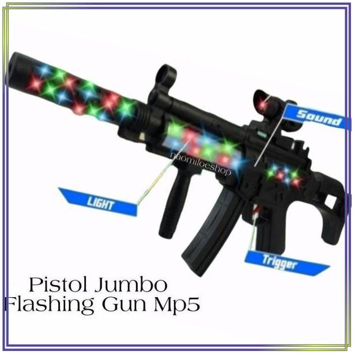Mainan pistol anak Flashing Gun MP5 Mainan Tembakan Laser 17447A hL6
