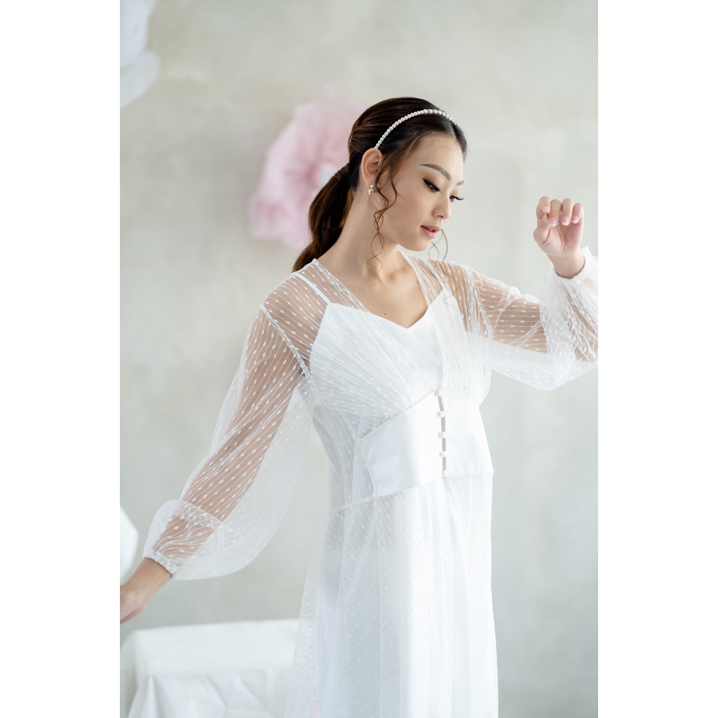 Serenity Tulle Obi Robe- FAE Collection- Kimono Pengantin Bride Robe Maternity Robe Premium 3D Brokat Wedding Robe