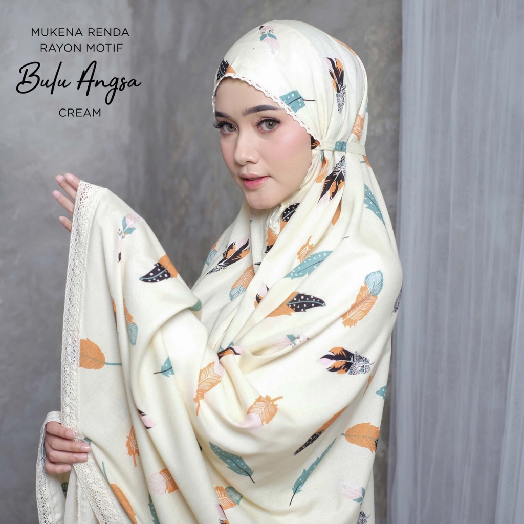 MUKENA BALI TASIK - MUKENA RENDA RAYON DEWASA MOTIF BULU ANGSA