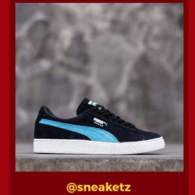 puma suede black blue