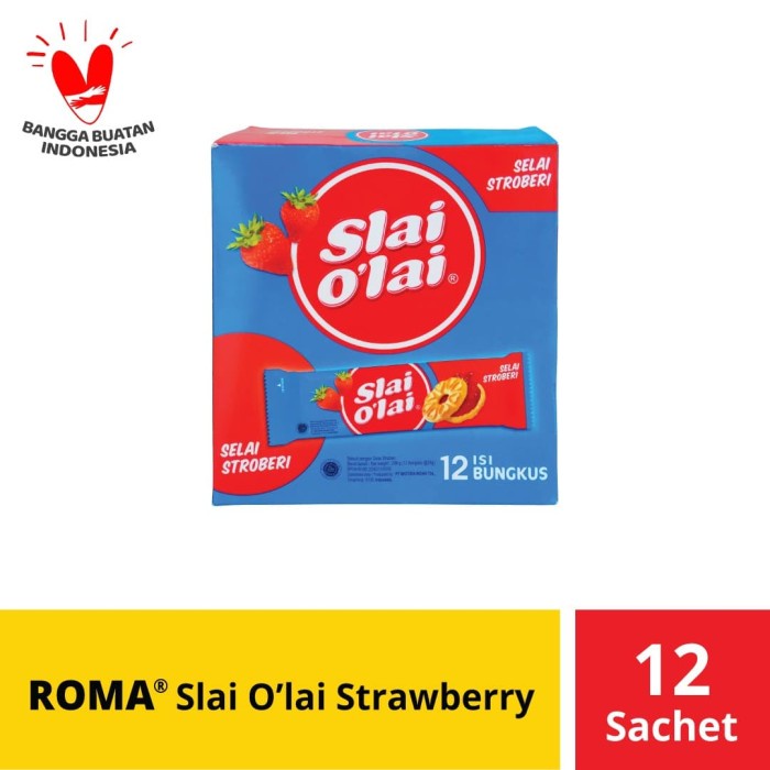 

Wafer-Biskuit- Roma Slai O'Lai Strawberry 12 Sc @24 Gr -Biskuit-Wafer.