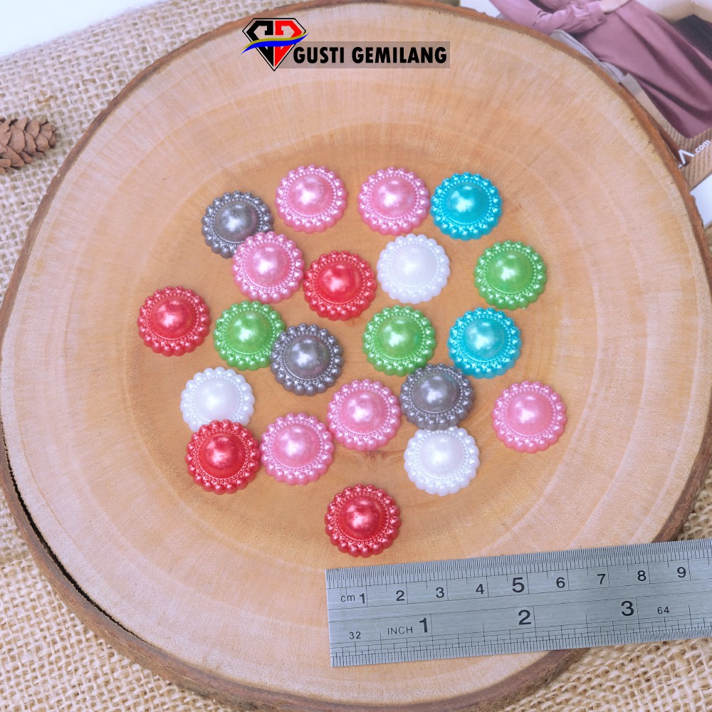 12pcs Mutiara belah bunga 17mm mutiara setengah half pearl