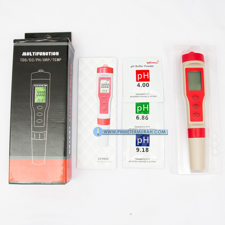 pH meter TDS meter  EC meter  dan Temp Meter Waterproof 4in1 ATC EZ-9908 ez9908