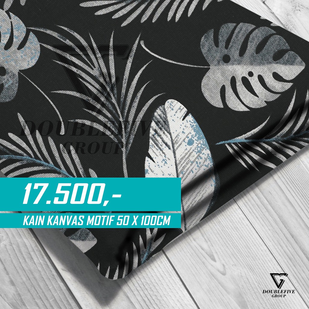 Kain Kanvas Meteran Motif 50 x 100 Cm - Floral Hitam