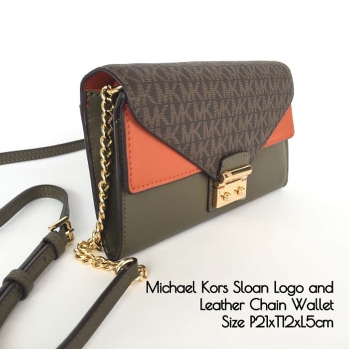 sloan logo and leather chain wallet