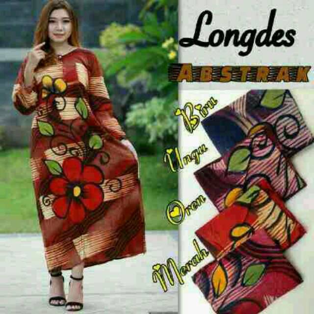 Long dress abstrak grosir baju panjang lengan tangan bunga kerja atasan maxi party batam tanah abang